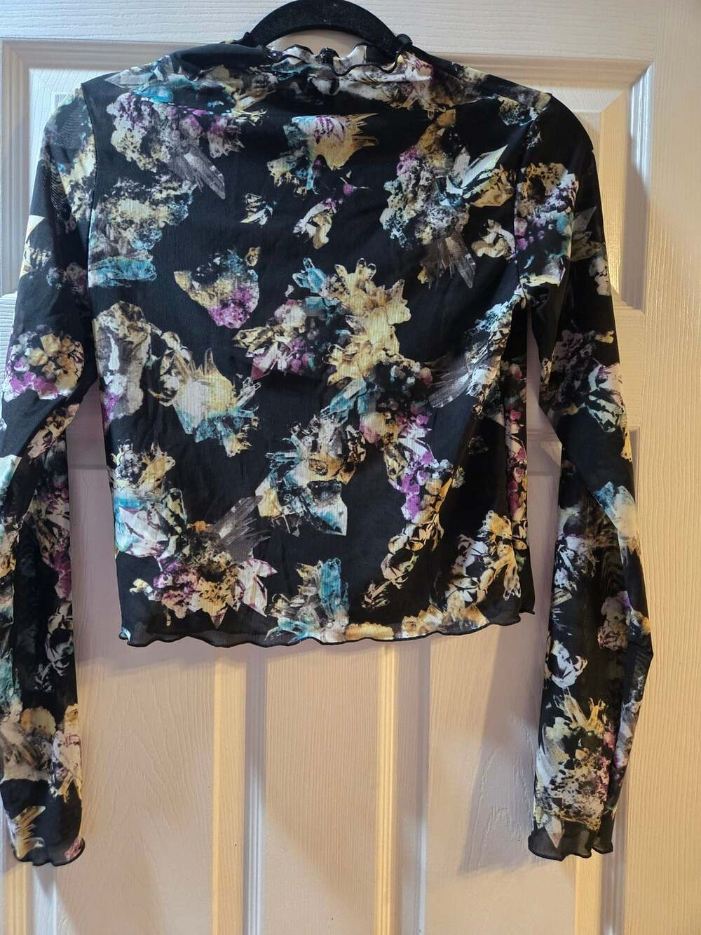 Puma Crystal Galaxy Long Sleeve Fitted Tee Size S Black